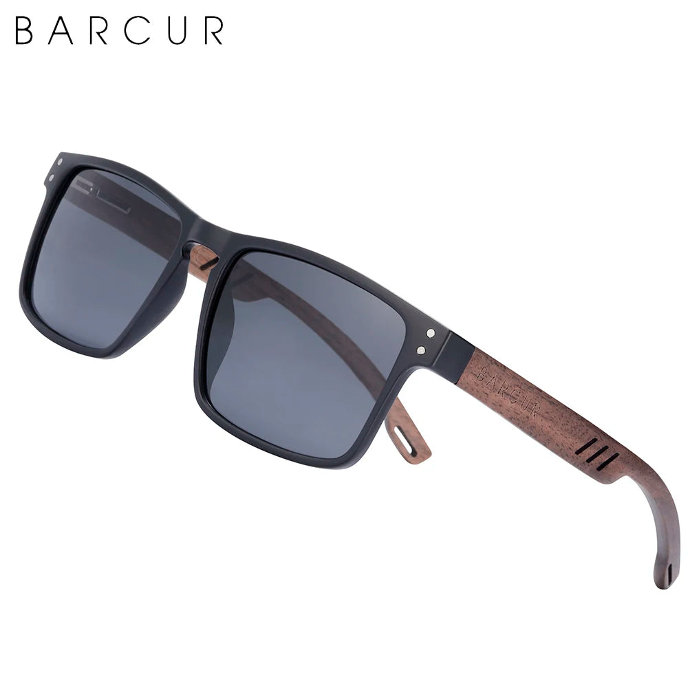 BARCUR Men's Sunglasses for Men Brand Designer Natural Walnut Wood Sun Glasses Women Polarized Eyewear UV400 Eyewear Oculos