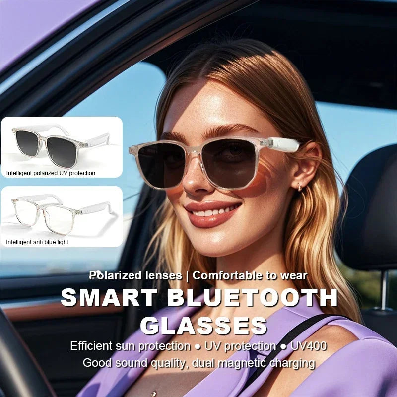 Smart Glasses Men BT Sunglasses Earphone Outdoor Sports UV400 Polarized Anti Blue Light Lens for Cycling Driving Music Talking