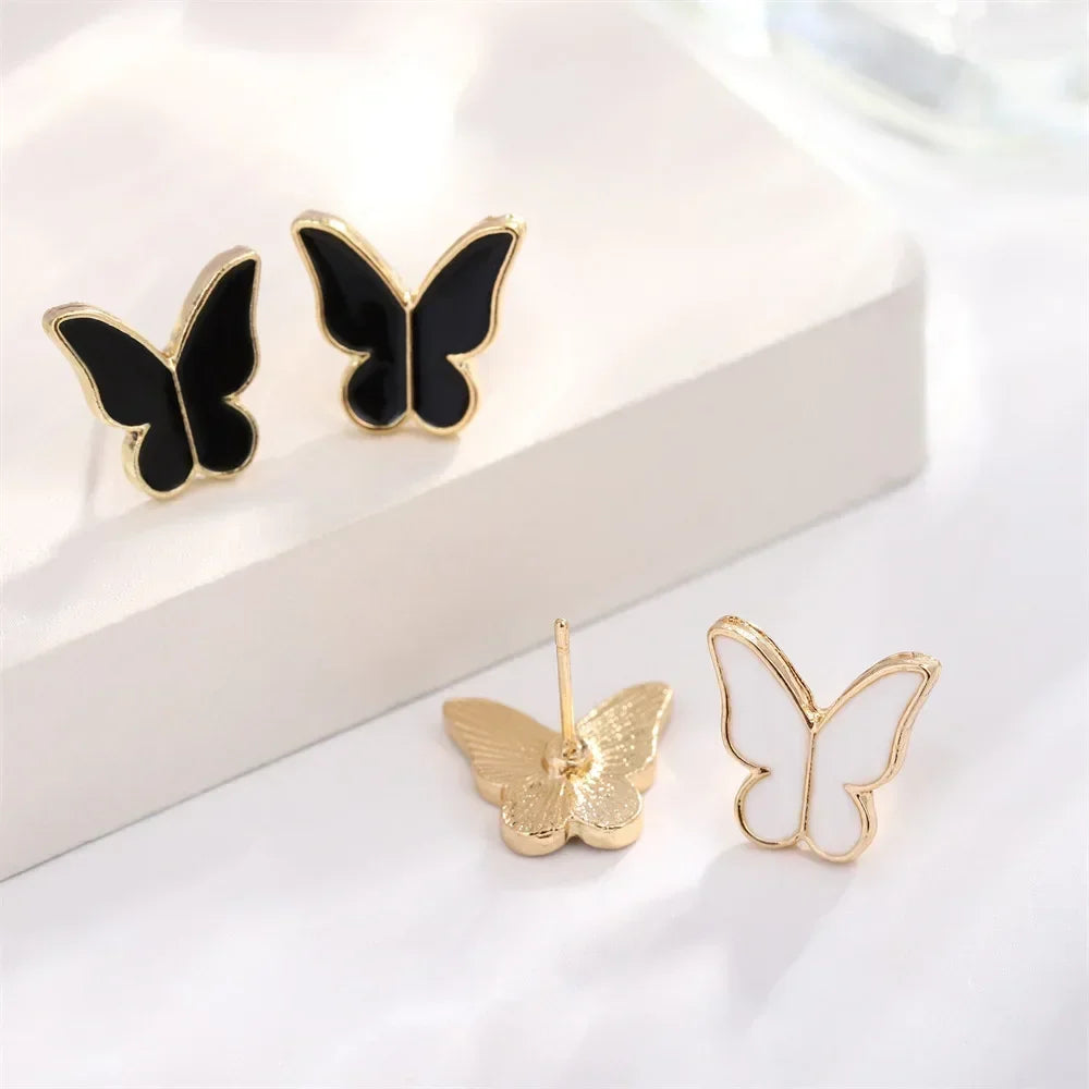 4 Styles Enamel Colorful Butterfly Pendant Necklace for Women Girls Wedding Party Jewelry Set Chain Bracelet Stud Earrings Ring