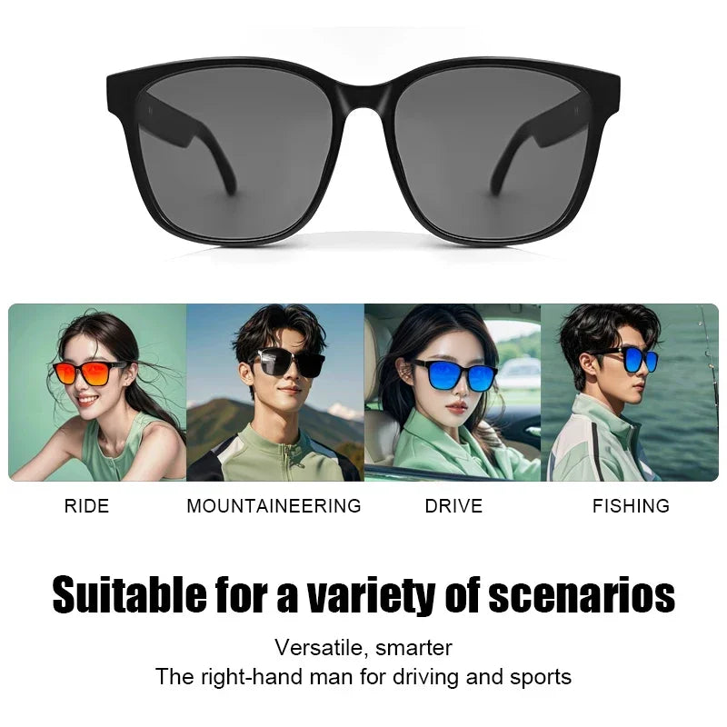 Men Bluetooth smart glasses technology audio call remote headset sunglasses sports driving music earbuds headphones men's women