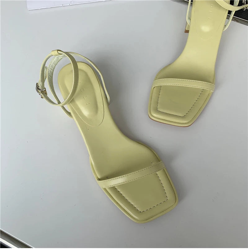 Fashion Design Sandals Women Thick Heel Casual Ladies Open Toe Shoes Sexy Party Sandal Ankle Strap 2025 Summer Mujer