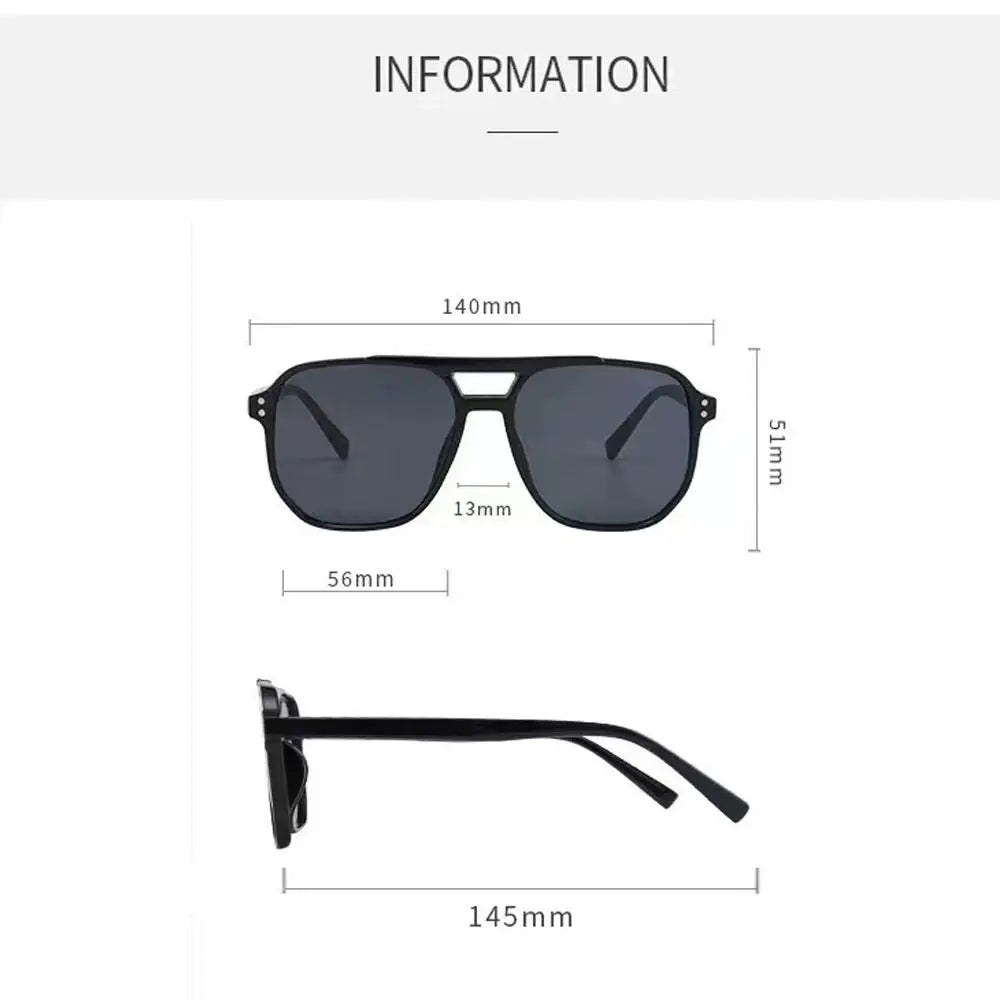 Trendy Punk Square Frame Sunglasses Beach Eye Protection Anti-UV Black Shades Glasses Travel Accessories Eyewear for women men