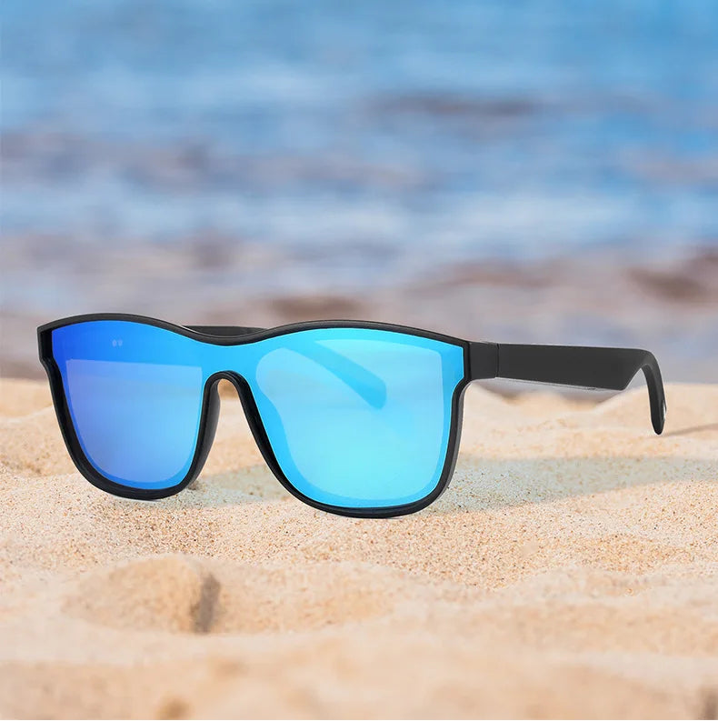 Bluetooth Audio Sunglasses - Smart Eyewear with Air Conduction Technology, Extended Battery, Blue Light Protection, and Option f