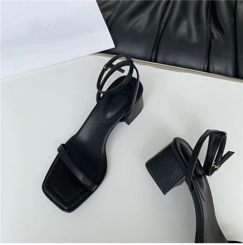 Fashion Design Sandals Women Thick Heel Casual Ladies Open Toe Shoes Sexy Party Sandal Ankle Strap 2025 Summer Mujer