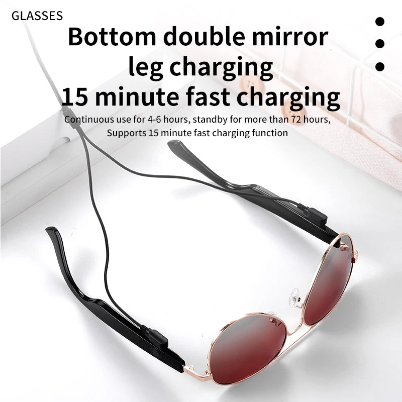 NEW  Bluetooth Sunglasses Smart Audio Glasses Nylon Lenses Dual Speakers Support Bluetooth Calls Music Eyeglasses For Men Women