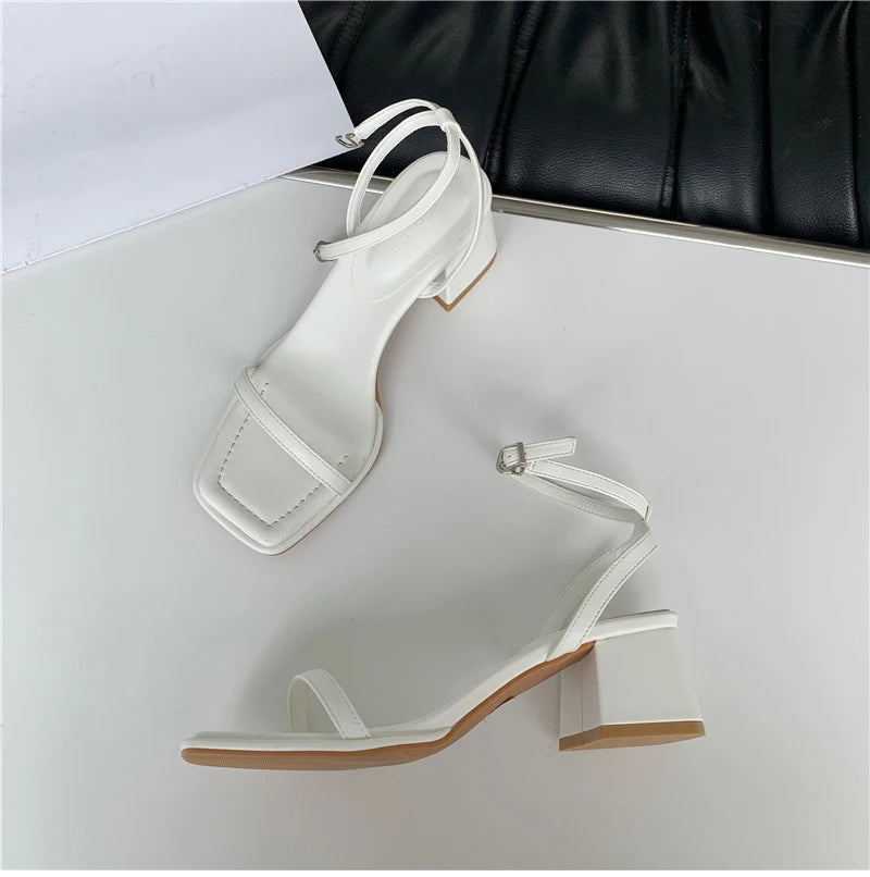 Fashion Design Sandals Women Thick Heel Casual Ladies Open Toe Shoes Sexy Party Sandal Ankle Strap 2025 Summer Mujer