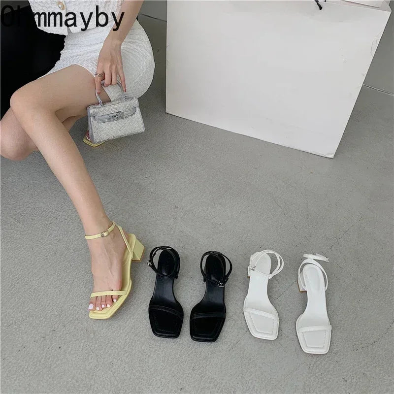 Fashion Design Sandals Women Thick Heel Casual Ladies Open Toe Shoes Sexy Party Sandal Ankle Strap 2025 Summer Mujer