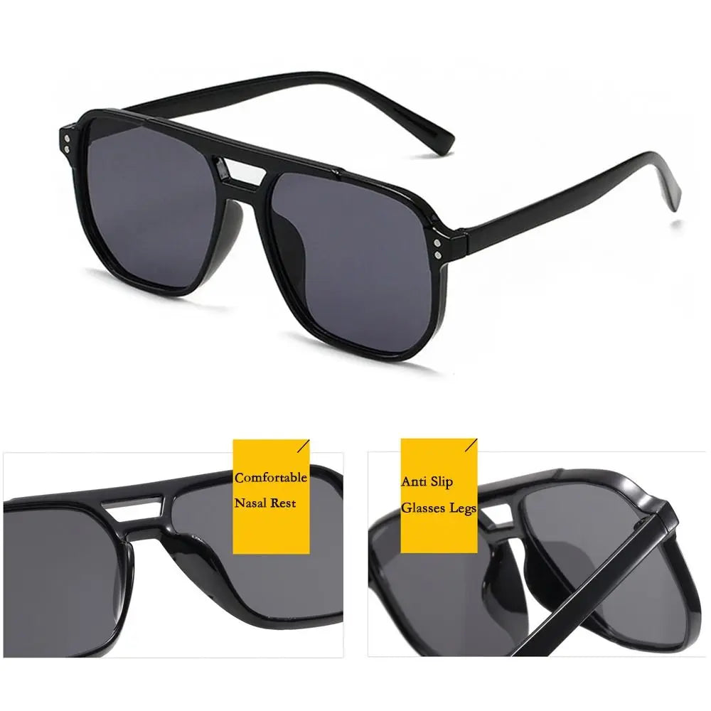 Trendy Punk Square Frame Sunglasses Beach Eye Protection Anti-UV Black Shades Glasses Travel Accessories Eyewear for women men