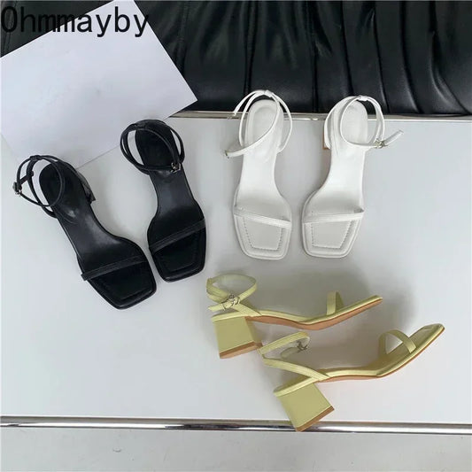 Fashion Design Sandals Women Thick Heel Casual Ladies Open Toe Shoes Sexy Party Sandal Ankle Strap 2025 Summer Mujer