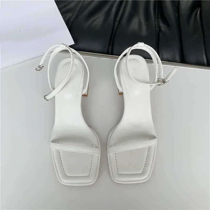 Fashion Design Sandals Women Thick Heel Casual Ladies Open Toe Shoes Sexy Party Sandal Ankle Strap 2025 Summer Mujer