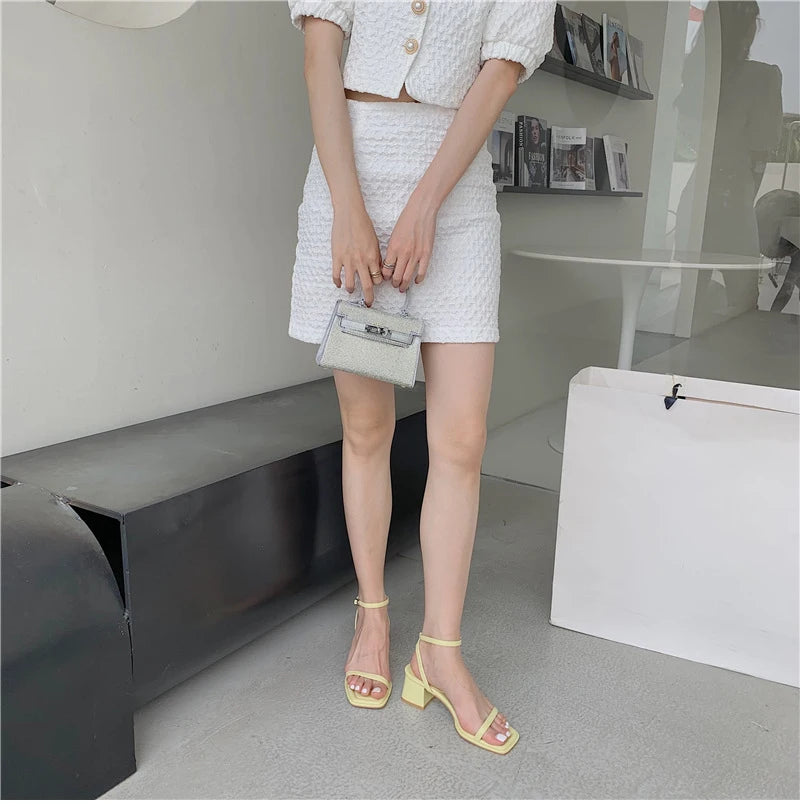 Fashion Design Sandals Women Thick Heel Casual Ladies Open Toe Shoes Sexy Party Sandal Ankle Strap 2025 Summer Mujer