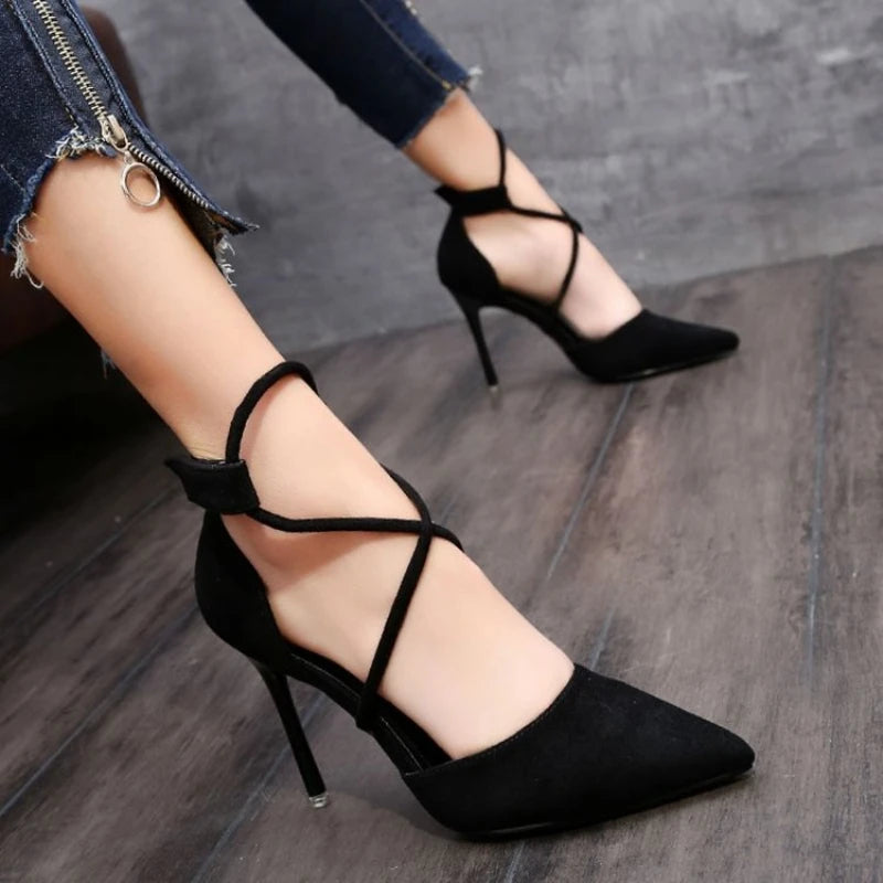 Newest Style High Heels Sexy Pumps Women Shoes 9cm Wedding Shoes for Women Bride Shallow Pointed Single Shoes