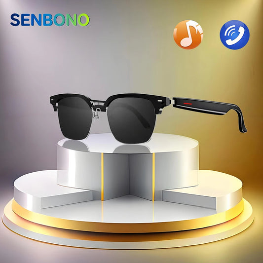 SENBONO Smart Glasses With Sunglasses Open Ear Headsets Anti Blue Light Waterproof Hands-Free Calling Sunglasses For Men Womem