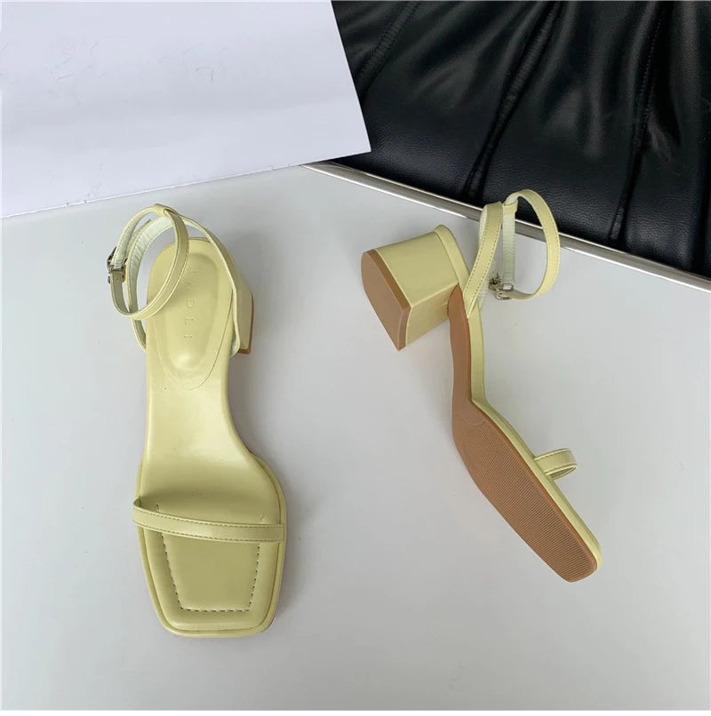 Fashion Design Sandals Women Thick Heel Casual Ladies Open Toe Shoes Sexy Party Sandal Ankle Strap 2025 Summer Mujer