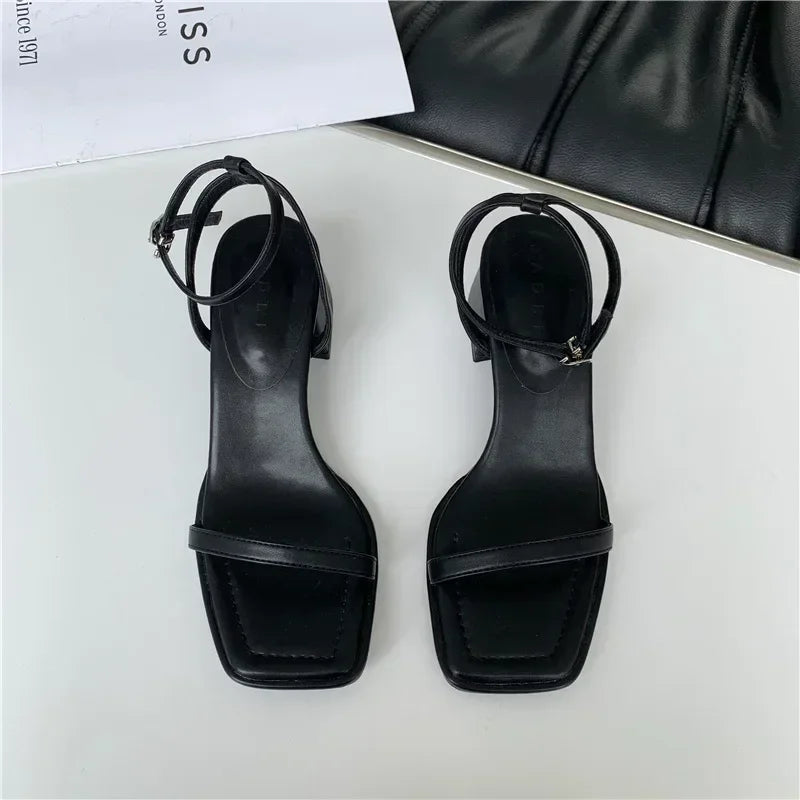 Fashion Design Sandals Women Thick Heel Casual Ladies Open Toe Shoes Sexy Party Sandal Ankle Strap 2025 Summer Mujer