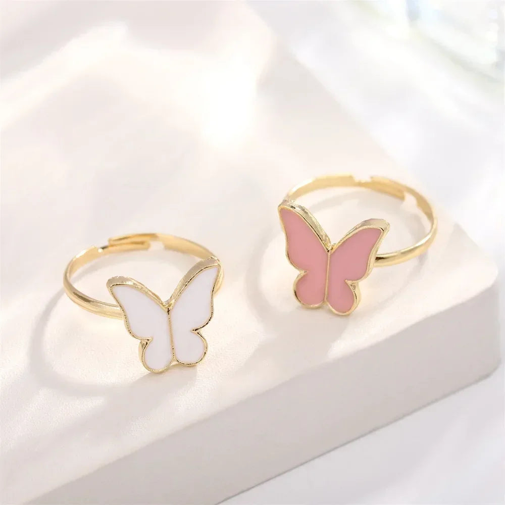 4 Styles Enamel Colorful Butterfly Pendant Necklace for Women Girls Wedding Party Jewelry Set Chain Bracelet Stud Earrings Ring